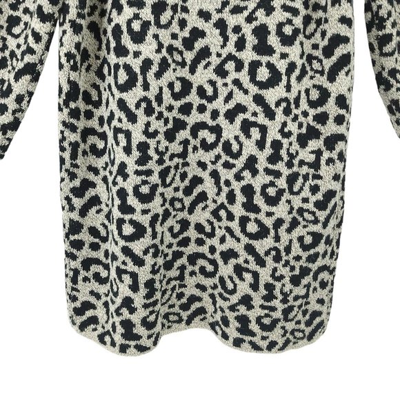 ii Sisters Leopard Print Open Front Long Cardigan Womens M Removable Collar NEW - Picture 13 of 16